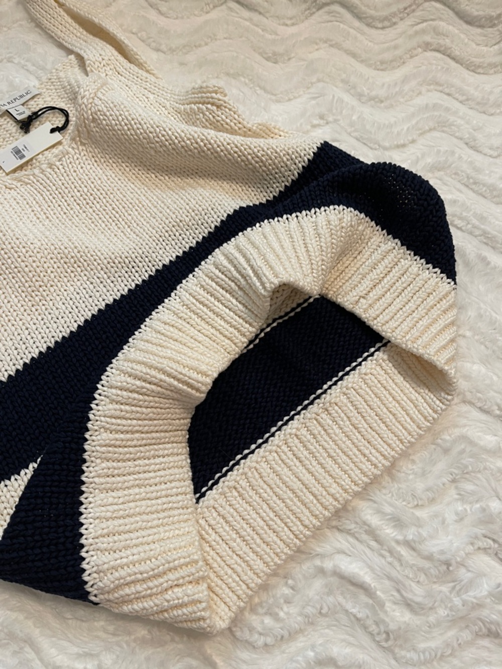 NWT Banana Republic Cream & Navy Striped Sweater Knit Tank - Picture 9 of 14
